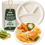 4 Compartment Disposable Paper Plates Heavy Duty Dinner Bulk 125/250 New. Price: $35.49.