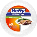 Hefty Everyday Soak-proof Foam Plates, White, 60 Count (pack 1), New. Price: $34.99.