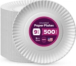 Munfix 500 Pack Uncoated Paper Plates 9 Inch, Everyday White New. Price: $48.29.