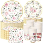 Funnymoom 250 Pcs Party Decorations Flower Paper Plates Light Pink Floral New. Price: $55.14.