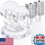 Liacere 175PCS Silver Tree Plastic Plates-christmas And Napkins New. Price: $87.73.