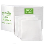 Ecolipak Lunch Napkins Bulk, 1000 Count Everyday Paper 4.9*4.9, White New. Price: $47.13.