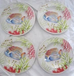 4 New Better Homes & Garden Melamine Plates Ocean Tropical Fish Tiki Sea 8.5". Price: $34.99.