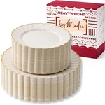 Impress 50 Guests With Elegant Ivory And Gold Scalloped Plates - 100 Pc New. Price: $79.99.