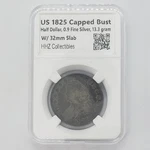 1825 50C Capped Bust Half Dollar Silver Coin W/ 32 Mm Slab Snap Holder Ungraded. Price: $185.00.