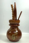 Oriental Wooden Tea Tools Kit Mother Of Pearl Inlay Used. Price: $39.00.