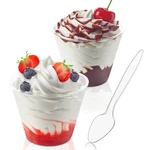 50 Pack Oz Plastic Dessert Cups With Spoons, Mini Mousse Round Pudding ... New. Price: $18.08.