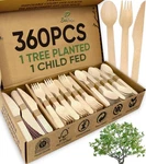 100% Compostable Wooden Cutlery Set (360 Pcs - 150 Forks, 125 Spoons, 85 Kniv... New. Price: $34.99.