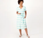 Denim & Co. Beach Regular Striped Long Shirt Dress Cover-up Lt Turq Xl New. Price: $23.00.