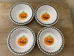 Pottery Barn Kids Melamine Halloween Pumpkin Bowls Cereal Snacks Set Of 4 Used. Price: $16.00.