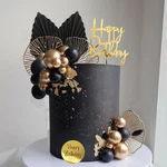 Man Cake Toppers Happy Birthday Black Gold Balls Decorations... New. Price: $18.77.