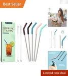 Eco-friendly 5 Pack Stainless Steel Straws With Detachable Silicone Elbows & Bag New. Price: $16.04.