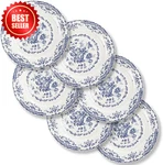 6 Pc 10.5" Ceramic Dinner Plates Set Blue Floral Porcelain Microwave Safe Us New. Price: $64.99.