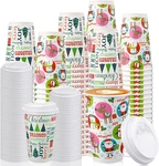 120 Pcs 60 Set Christmas 16OZ Paper Cups With Lids Disposable Tea New. Price: $40.48.