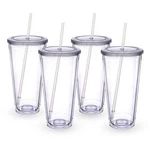 Zukro Clear Acrylic Tumbler With Straw And Lid 32 4 Count (pack Of 1), New. Price: $57.99.