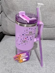 Stanley Quencher H2.0 40 Oz Purple Tumbler With Handle Lid Straw Star Butterfly New. Price: $44.99.