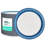 Jolly Party 8.37" Disposable Paper Plates, 300 Ct, Navy Diamond Pattern Rim New. Price: $57.45.