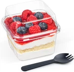 8 Oz Dessert Cups With Lids And Spoons, 50 Sets, Square Plastic To-go Co New. Price: $23.98.