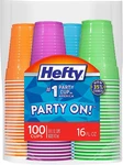 Party On Disposable Plastic Cups, Assorted, 16 Ounce, 100 Count New. Price: $15.40.
