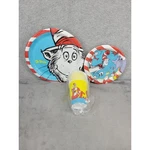 Dr Seuss Cat In The Hat Birthday Party Plates Cups Set For Kids Used. Price: $24.98.