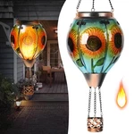 Hot Air Balloon Solar - Sunflower Glass Lantern, Simulated Flickering & New. Price: $60.92.