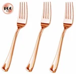 100 Piece Rose Gold Plastic Forks - Reusable & Recyclable Elegant Utensils New. Price: $14.99.