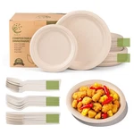 Compostable Paper Plates Set - 250PCS Disposable Heavy Duty Sugarcane &... New. Price: $38.80.