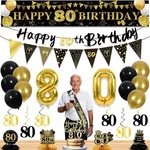 27PCS 80TH Birthday For Men, Black Gold Party Decorations, H... New. Price: $27.88.