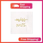 Crisky Gold Foil Miss To Mrs Cocktail Napkins For Bridal Shower Engagement Bache New. Price: $14.20.