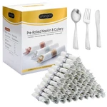 50 Pack Pre Rolled Plastic Silverware Set, Disposable Wrapped ... New. Price: $44.77.