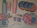 Baby Shower Gender Reveal Party Lot Napkins Plates Cups Thank You Cards Boy Girl Open. Price: $29.71.