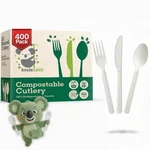 100% Compostable Forks Spoons Knives Cutlery 400 Count 7INCH Heat Resistant E... New. Price: $58.12.