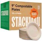 Heavy-duty 9" Compostable Paper Plates 500 Count Eco-friendly Sugarcane New. Price: $92.99.