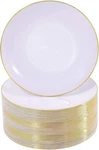 100PIECES White With Gold Rim Plastic Plates - 7.5INCH Disposable Salad/... New. Price: $49.27.