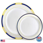 Laura Stein 64 Piece Dinnerware Set Blue And Gold Heavy Duty Disposable Plates New. Price: $70.32.