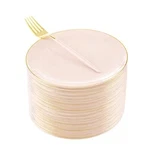 Liyh 48PCS Pink Plastic Plates With Dessert Forksgold And Des... New. Price: $38.52.