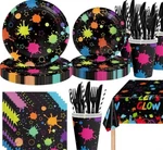 141PCS Neon Birthday Party Supplies For 20 Guests - Plates, Cups, Napkins, Decor New. Price: $30.00.