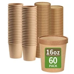 Bloomoon 60 Pack 16 Paper Food Fl.oz Cups Lids, New. Price: $42.99.