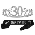 MEANT2TOBE 30TH Birthday Sash And Tiara For Women - Piece Set, Silver New. Price: $10.92.