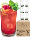 Clear 14 Oz Drinking Glasses (set Of 6), Hand Blown Mexican Glassware, Recycled New. Price: $110.23.