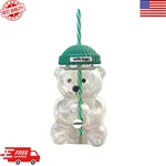 Cute Teddy Bear Glass Cup With Straw 17.5CM Milk Coffee Tea Tumbler Gift 2026 New. Price: $21.91.