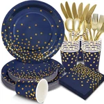 Blue And Gold Party Decorations 168PCS Plates Napkins Supplies New. Price: $29.12.