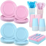 Gender Reveal Party Tableware Set Pink Blue Plates Napkins Cups 216 Pcs New. Price: $35.21.