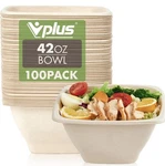 Vplus 100 Pack 42 Oz Paper Bowls Bulk Square Disposable & Compostable Heavyduty New. Price: $13.99.
