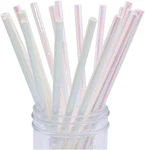 Iridescent White Paper Straws 100 Pack, Disposable Unicorn Drinking For Party Su New. Price: $14.95.