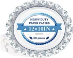 50 Pcs Oval Paper Plates 12 X 10 Large Disposable Dinner Platters Heavy Duty New. Price: $28.40.