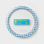 Heavy Duty Blue And White Paper Plates 10" 120 Count- Up & New. Price: $19.99.