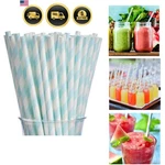 100 Light Baby Blue And White Striped Paper Straws, Biodegradable Disposable ... New. Price: $24.02.