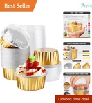 Disposable Gold Aluminum Ramekins 50PCS 5OZ Mini Baking Cups With Lids For De... New. Price: $26.97.