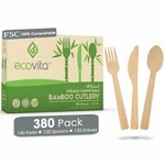100% Bamboo Compostable Forks Spoons And Knives - 380 Piece Eco Cutlery Combo New. Price: $61.00.